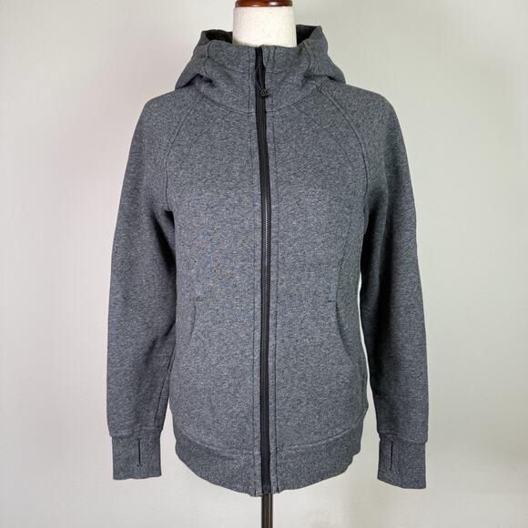 Lululemon Scuba Hoodie Size 6 Grey Heathered Athletic Full Zip Gym Workout Yoga - Picture 1 of 13